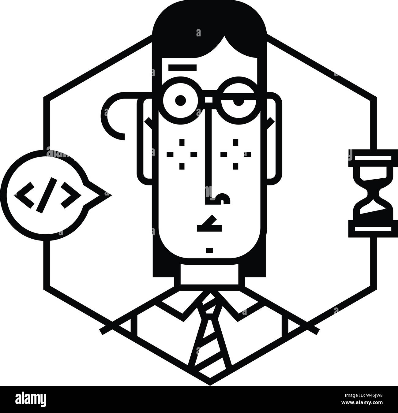 Icône d'un homme dans un style plat. Icône vecteur isolé sur fond blanc. L'image du jeune homme est prêt pour le site et la presse. Le caractère Illustration de Vecteur