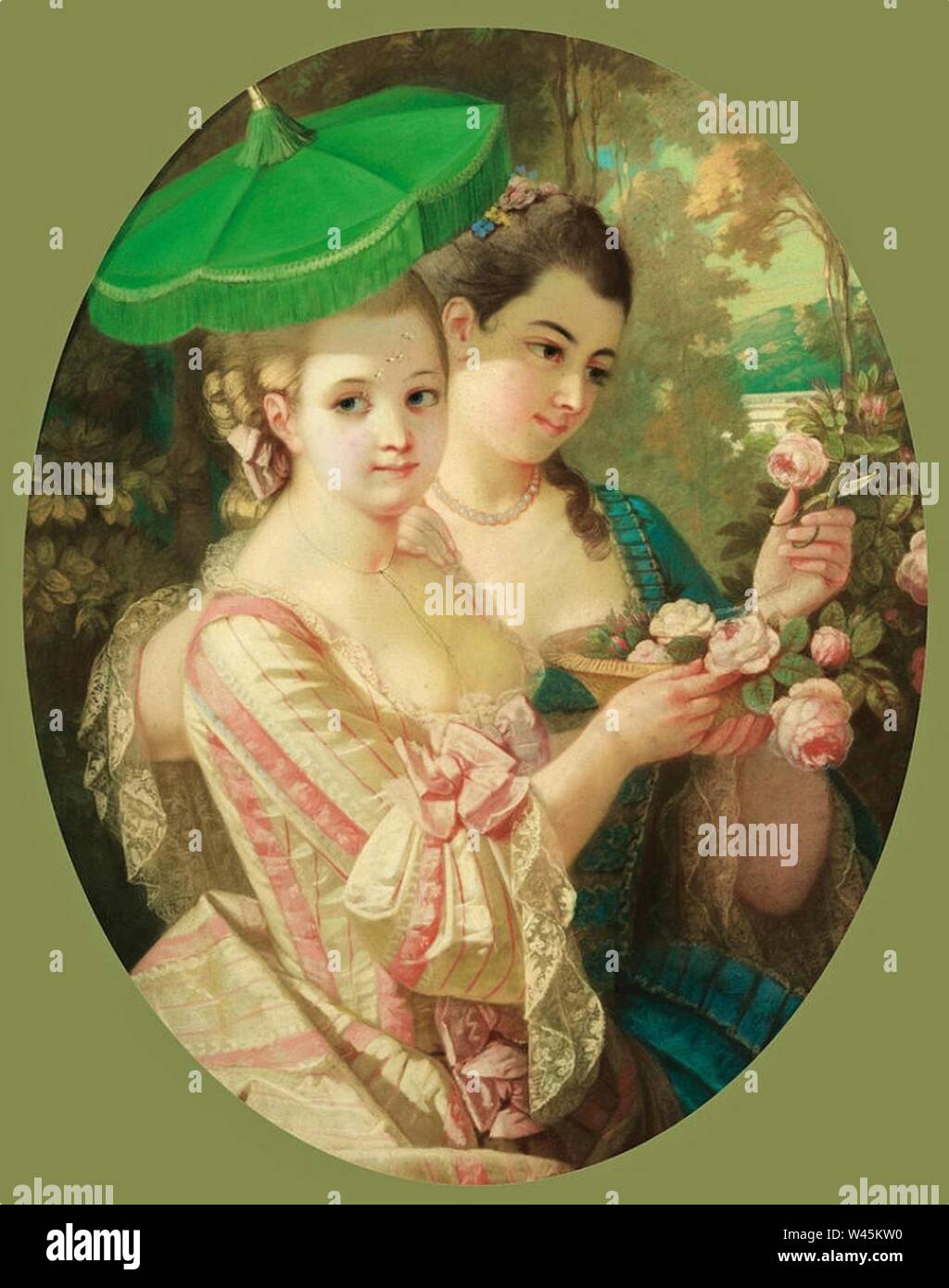 Constant-Joseph Brochart - Jeunes femmes avec des parasols. Banque D'Images