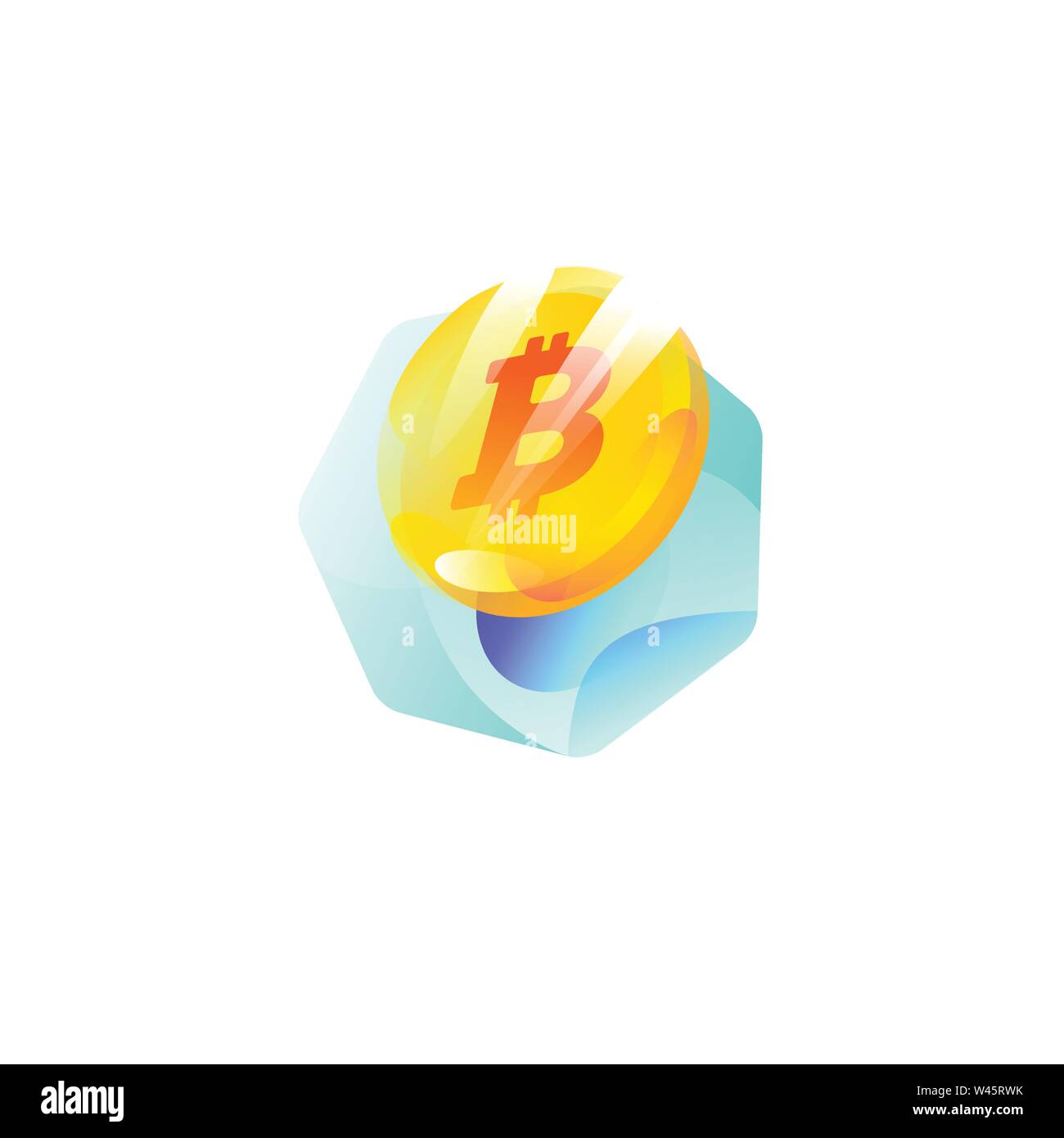 Illustration d'une pièce de bitcoin. L'icône Gradient télévision. Symbole de devise crypto. Vector illustration. Emblème isolé sur fond blanc. Illustration de Vecteur