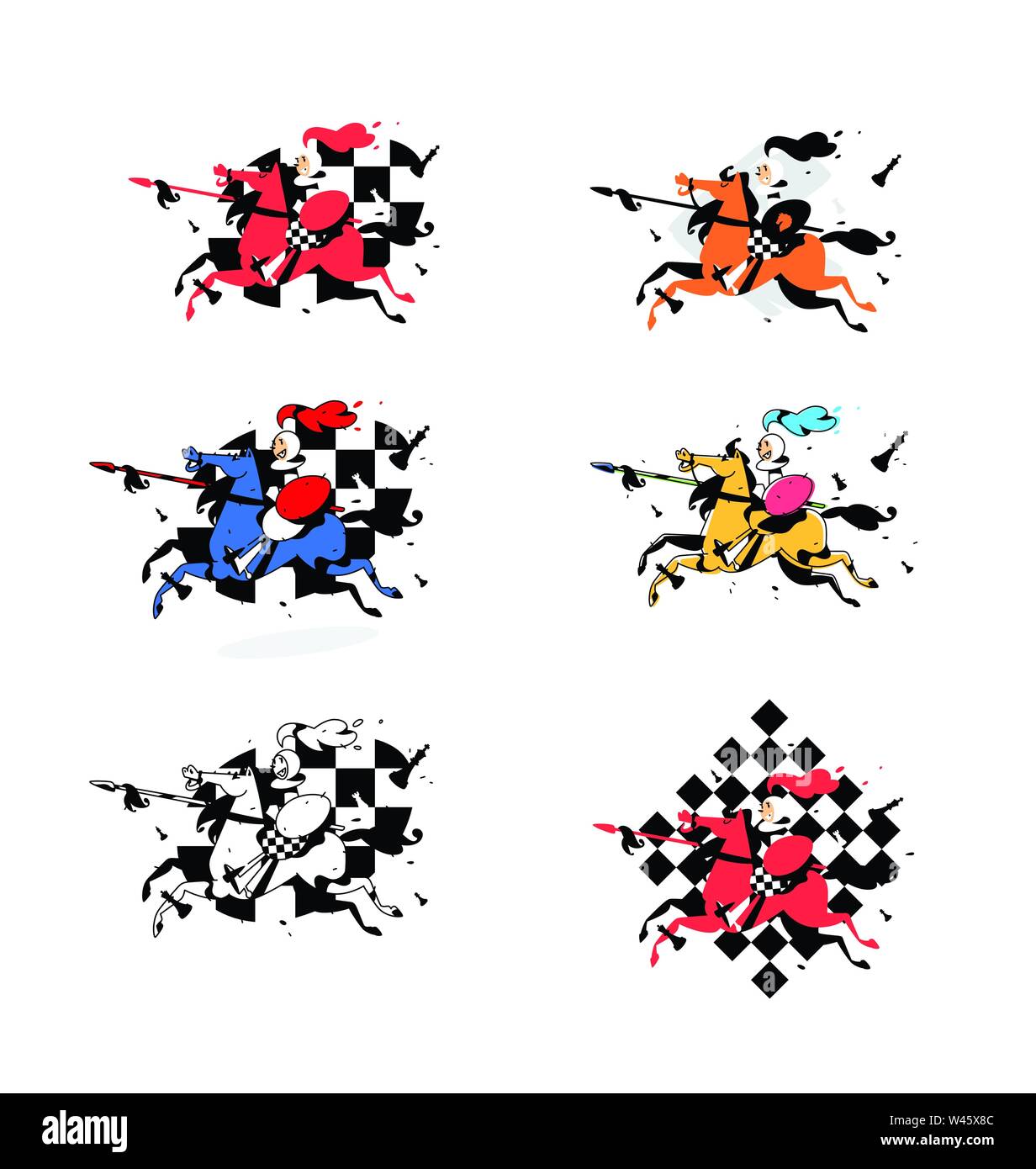 Illustration d'un pion sur un cheval.. Vector illustration. L'image est isolé sur fond blanc. Caractère dans le style cartoon. Illustration de Vecteur