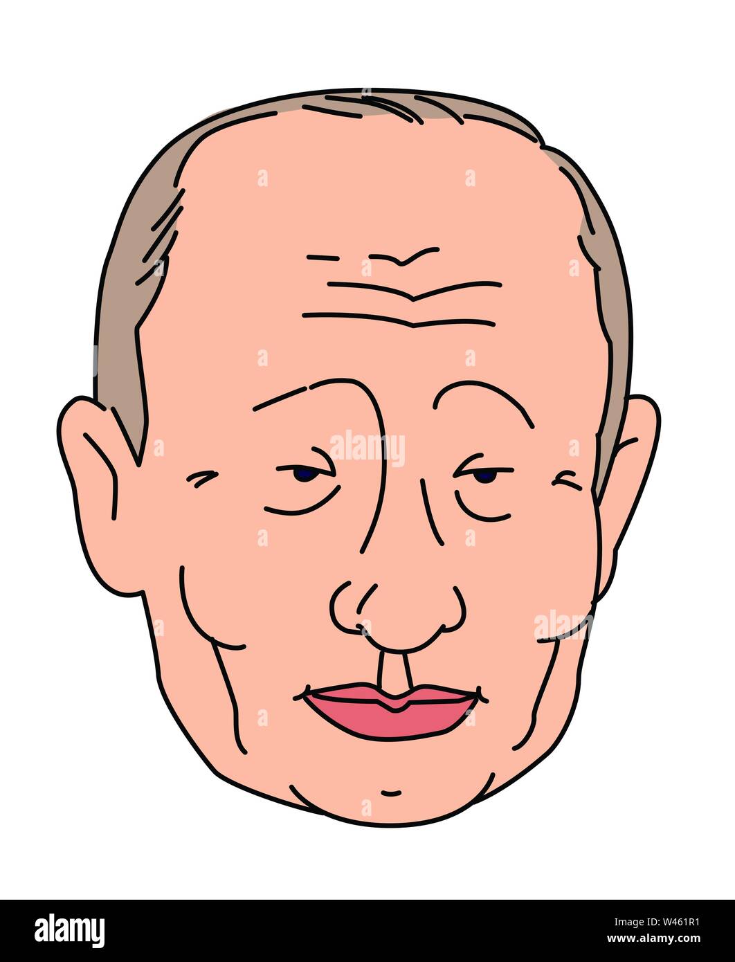 Le mongol, le caractère asiatique. Vecteur. Illustration de la tête. Style plat. Logo Le Président Poutine. Caricature d'un homme politique. Illustration de Vecteur