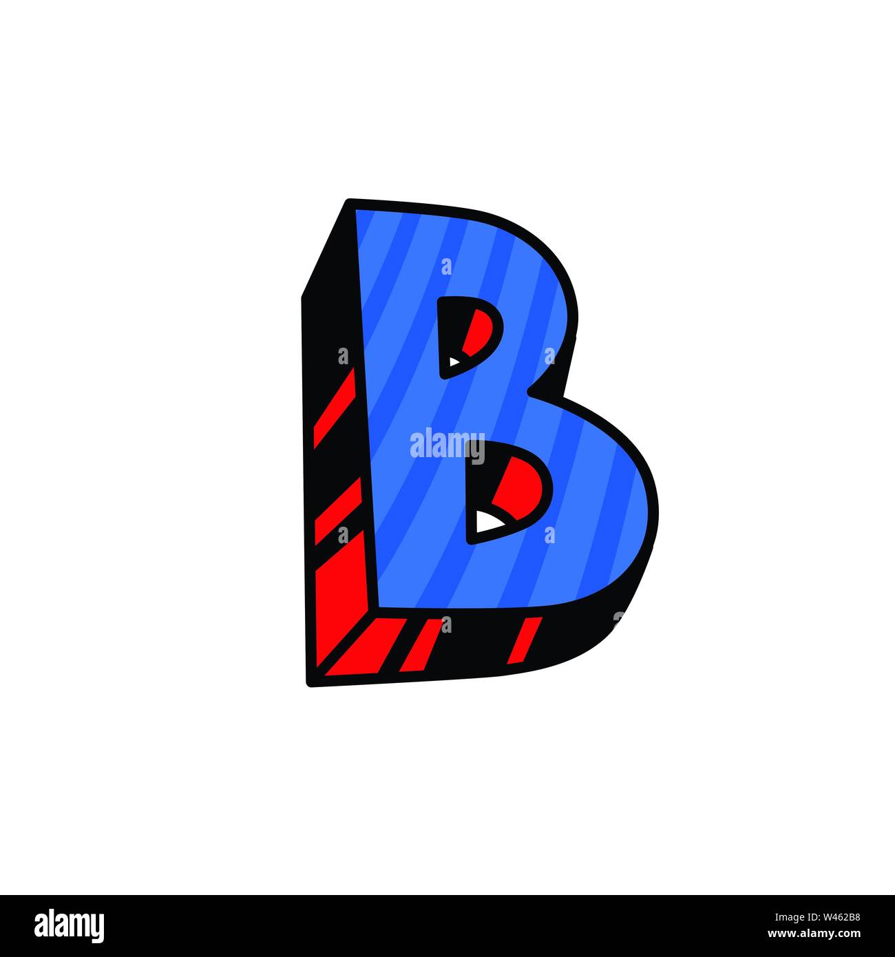 Logo, lettre B. vecteur. L'icône Contour, linéaire. Mark volumétrique, 3D. La lettre de couleur. Illustration avec motif. Symbole sur fond blanc. Cartoo Illustration de Vecteur