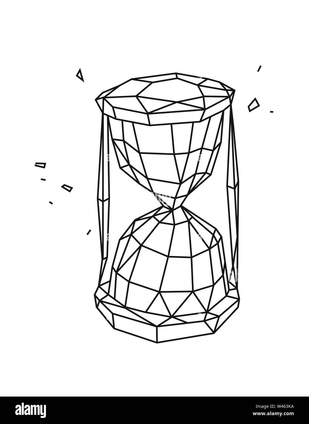 Low poly illustration d'un sablier. Vecteur. Les grandes lignes du dessin. Style rétro. Arrière-plan, symbole, emblème de l'intérieur. Métaphore d'affaires. Illustration de Vecteur