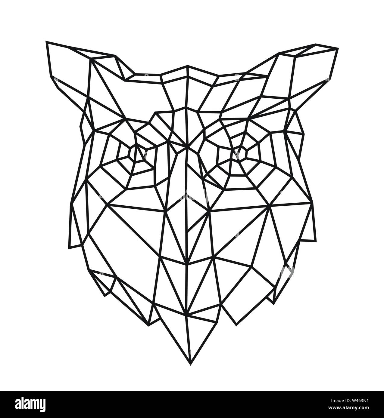 Low poly illustration d'une tête de hibou. Vecteur. Les grandes lignes du dessin. Style rétro. Arrière-plan, symbole, emblème de l'intérieur. Métaphore d'affaires. Illustration de Vecteur