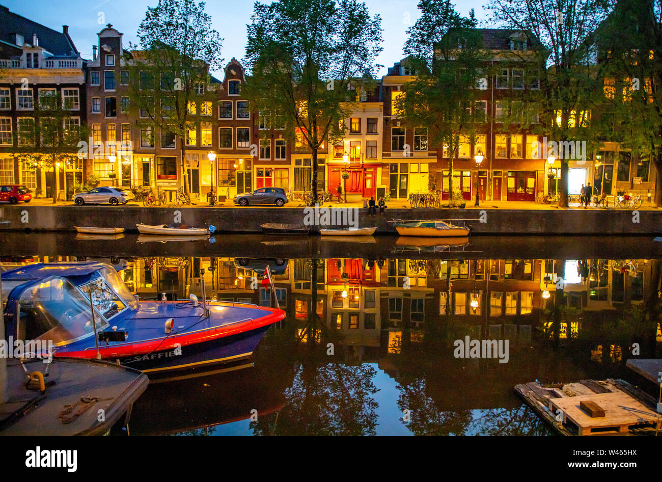 Amsterdam, Pays-Bas, vieille ville, canal, Banque D'Images