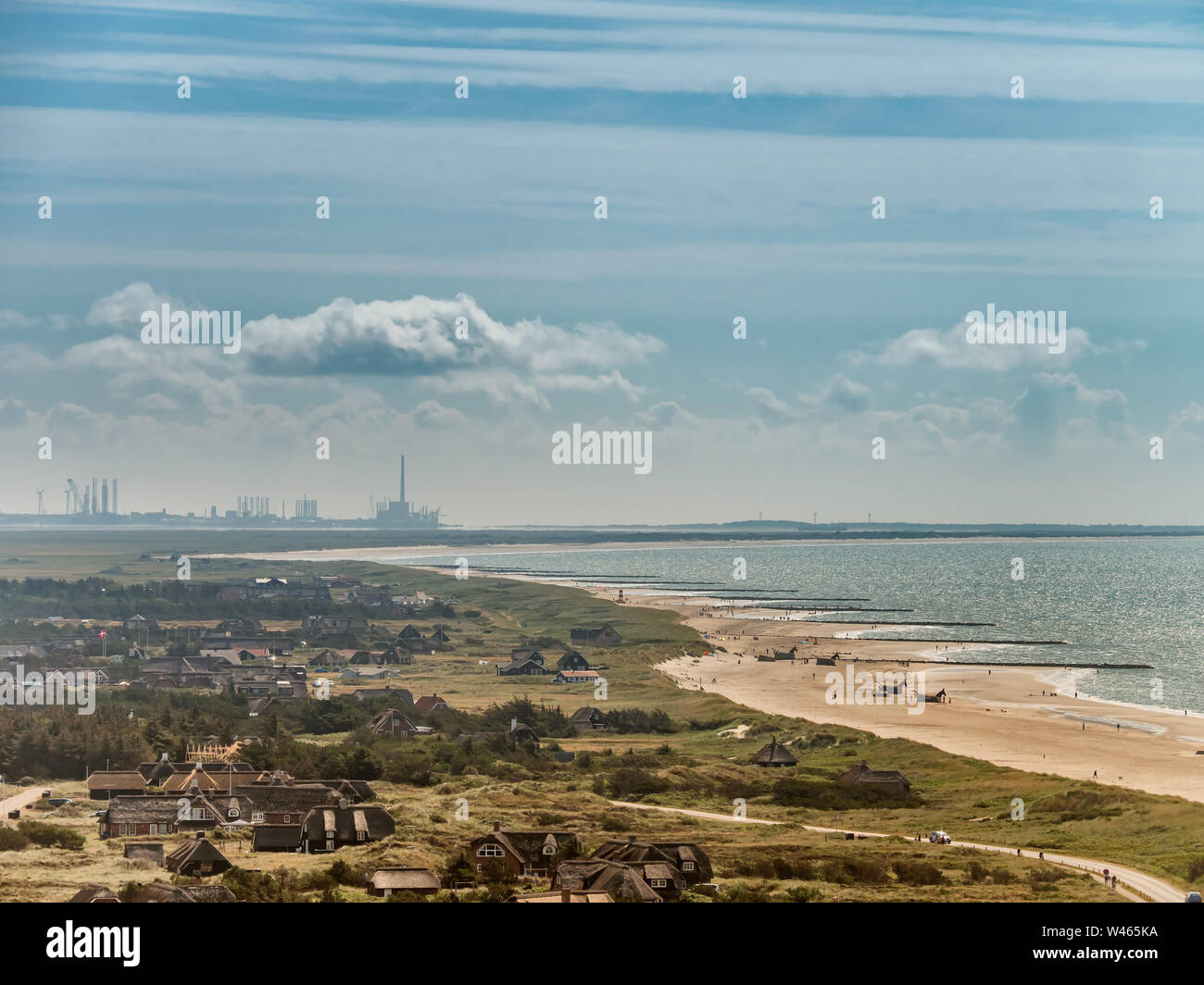 Location appartement de vacances Blaavand cottages sur la côte de la mer du Nord au Danemark Banque D'Images