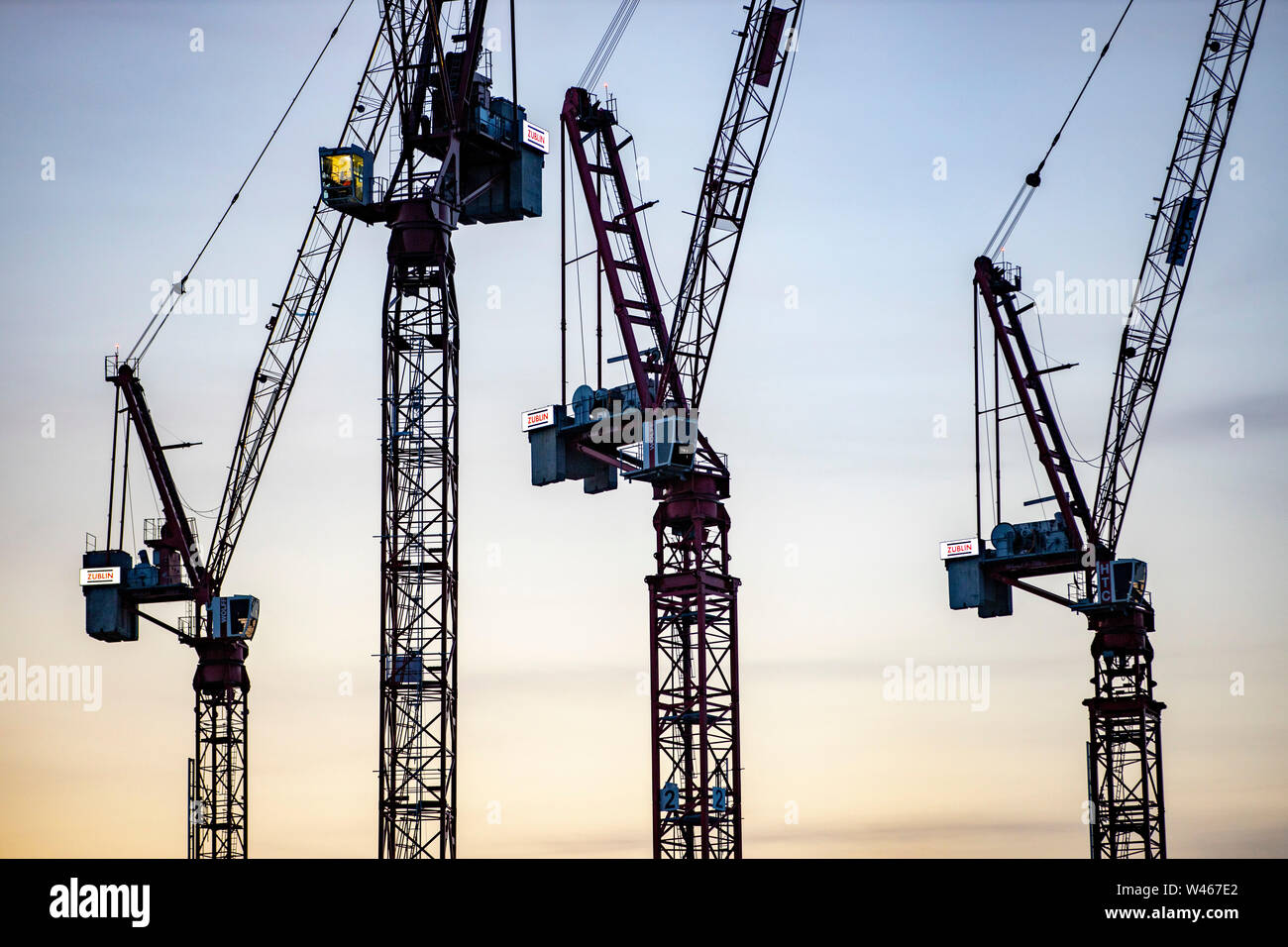 Les grues de construction, chantier de construction à Amsterdam, Banque D'Images