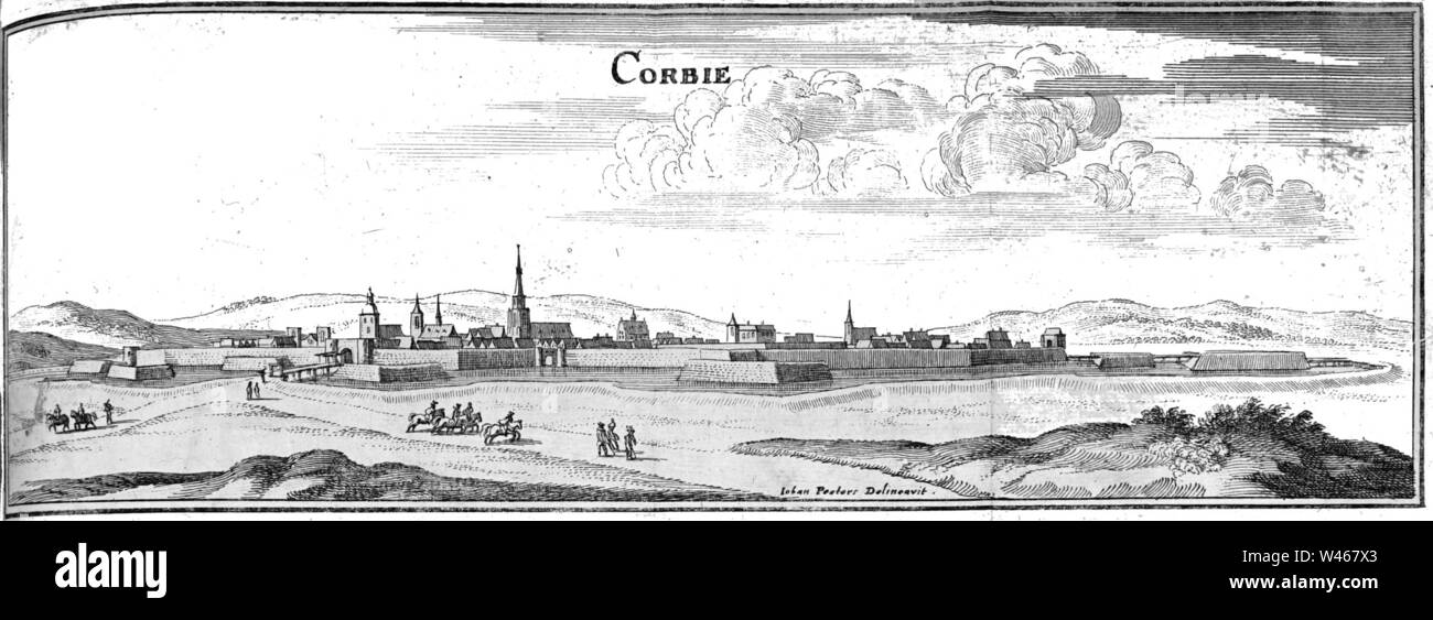 Corbie carte par J Peeters 1656 Zeiller 14368. Banque D'Images