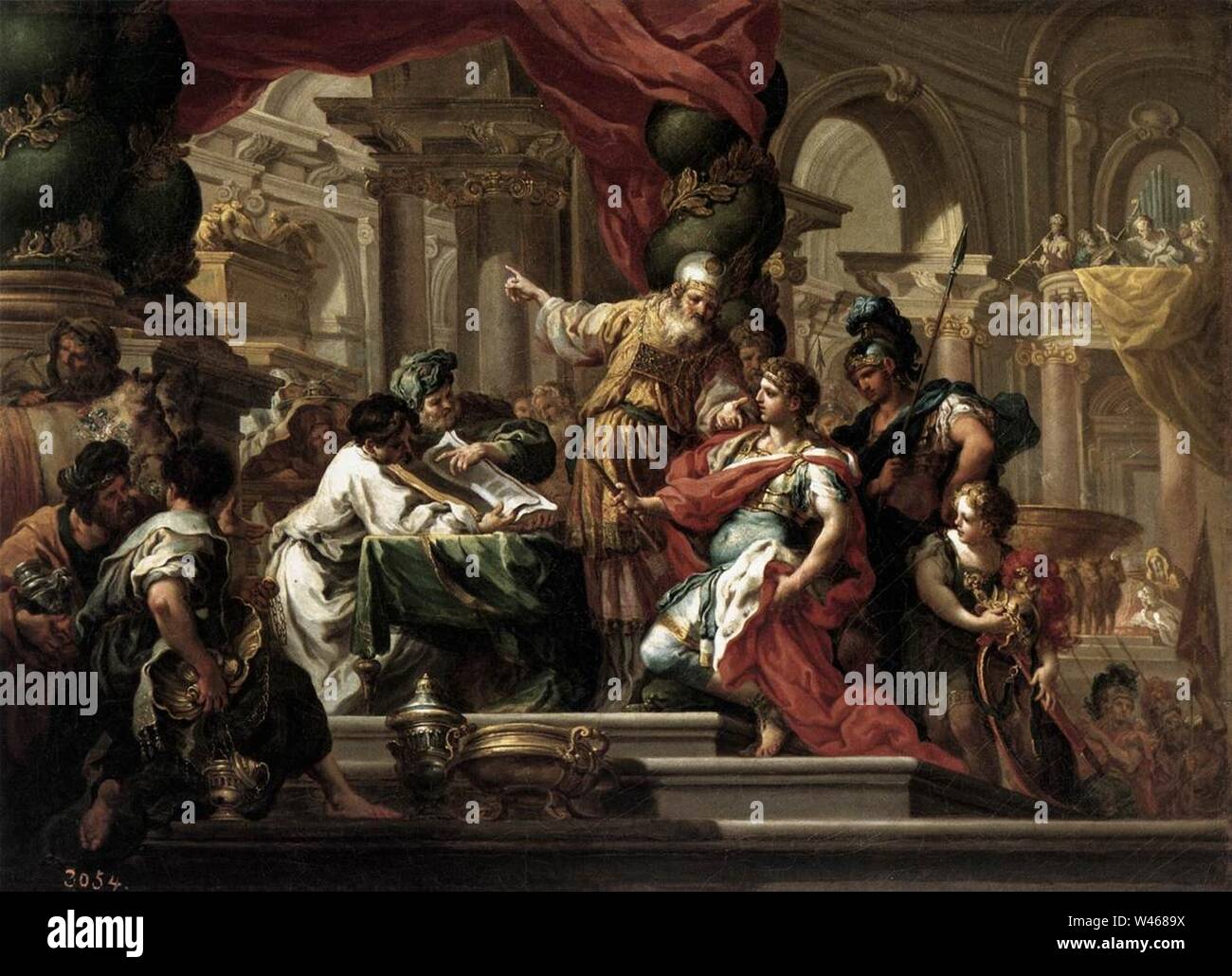 Sebastiano Conca - Alexandre le Grand dans le Temple de Jérusalem - Banque D'Images