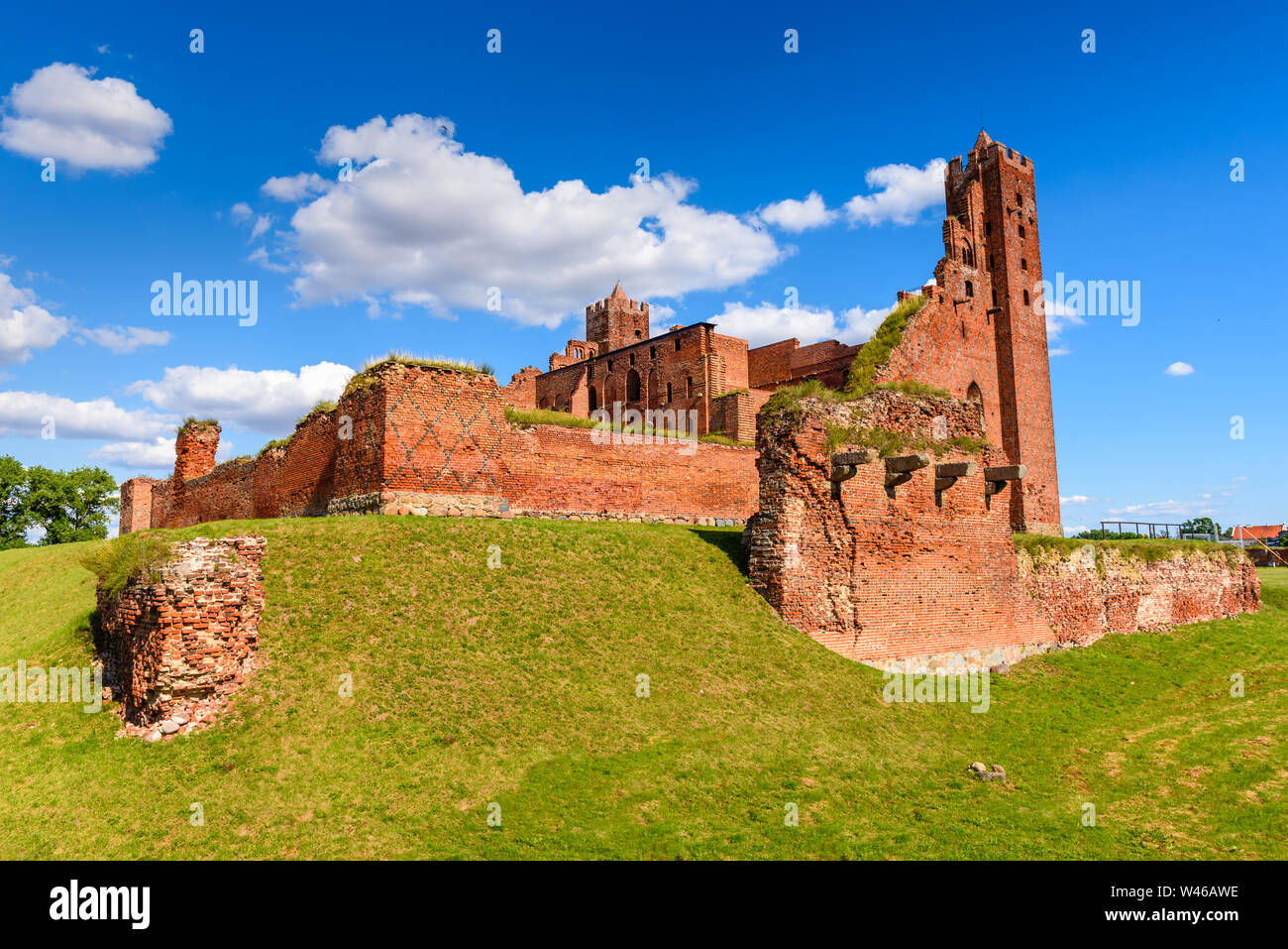 Ruines du château teutonique gothique dans Radzyn Chelminski, Pologne, Europe Banque D'Images