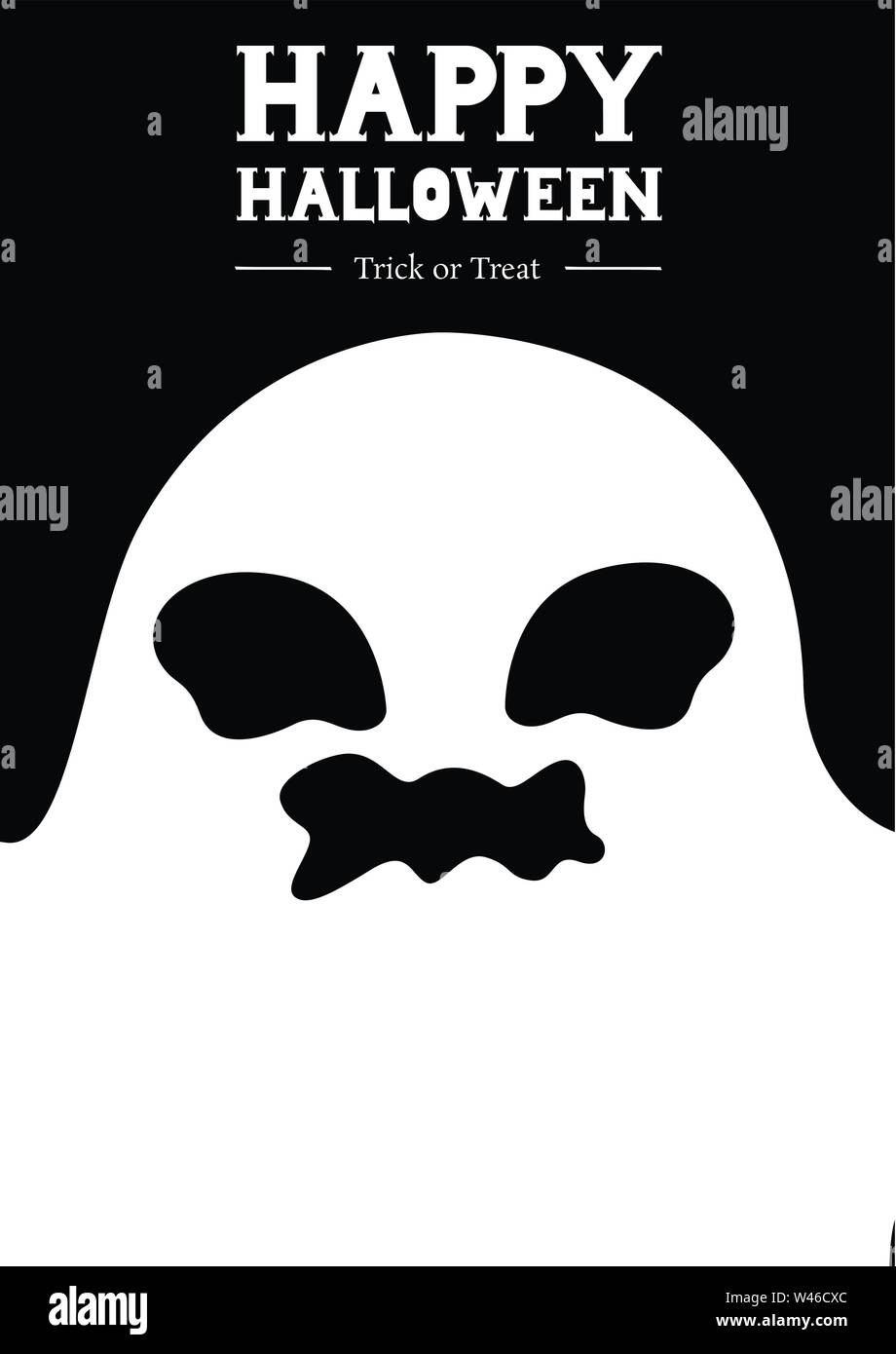 joyeux halloween arrière-plan fantôme, affiche d'horreur blanche, illustration vectorielle Illustration de Vecteur