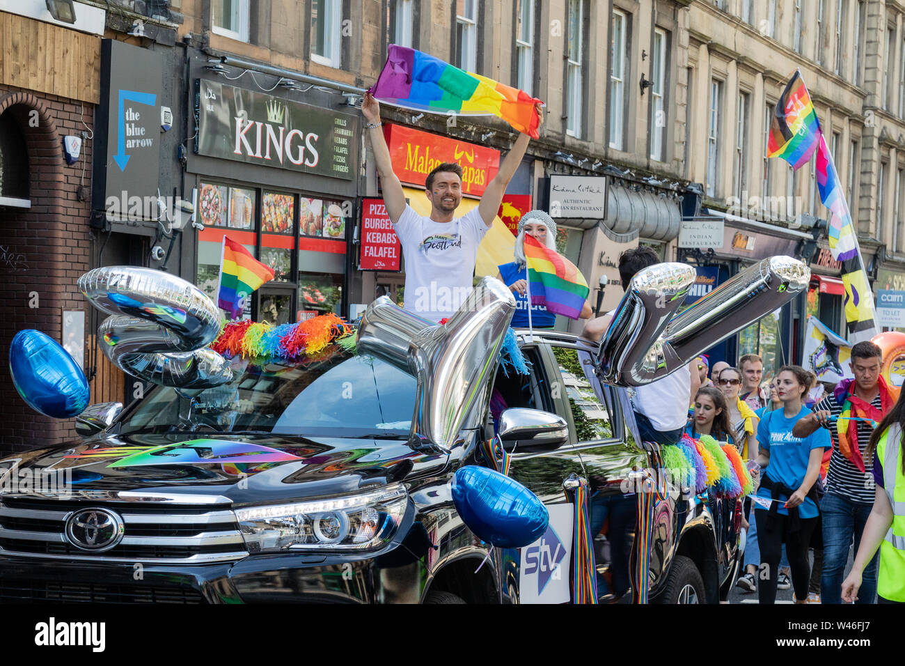 Glasgow, Royaume-Uni. 20 juillet 2019. Le tout premier événement de la fierté LGBT Gla samedi débute avec une marche de la fierté LGBT de Glasgow le coup d'événements avec une marche de Glasgow Kelvingrove Park's à George Square. Après un line-up d'animations est prévu à l'Samedi festival Gla noeud du Strathclyde University Student Union. Banque D'Images