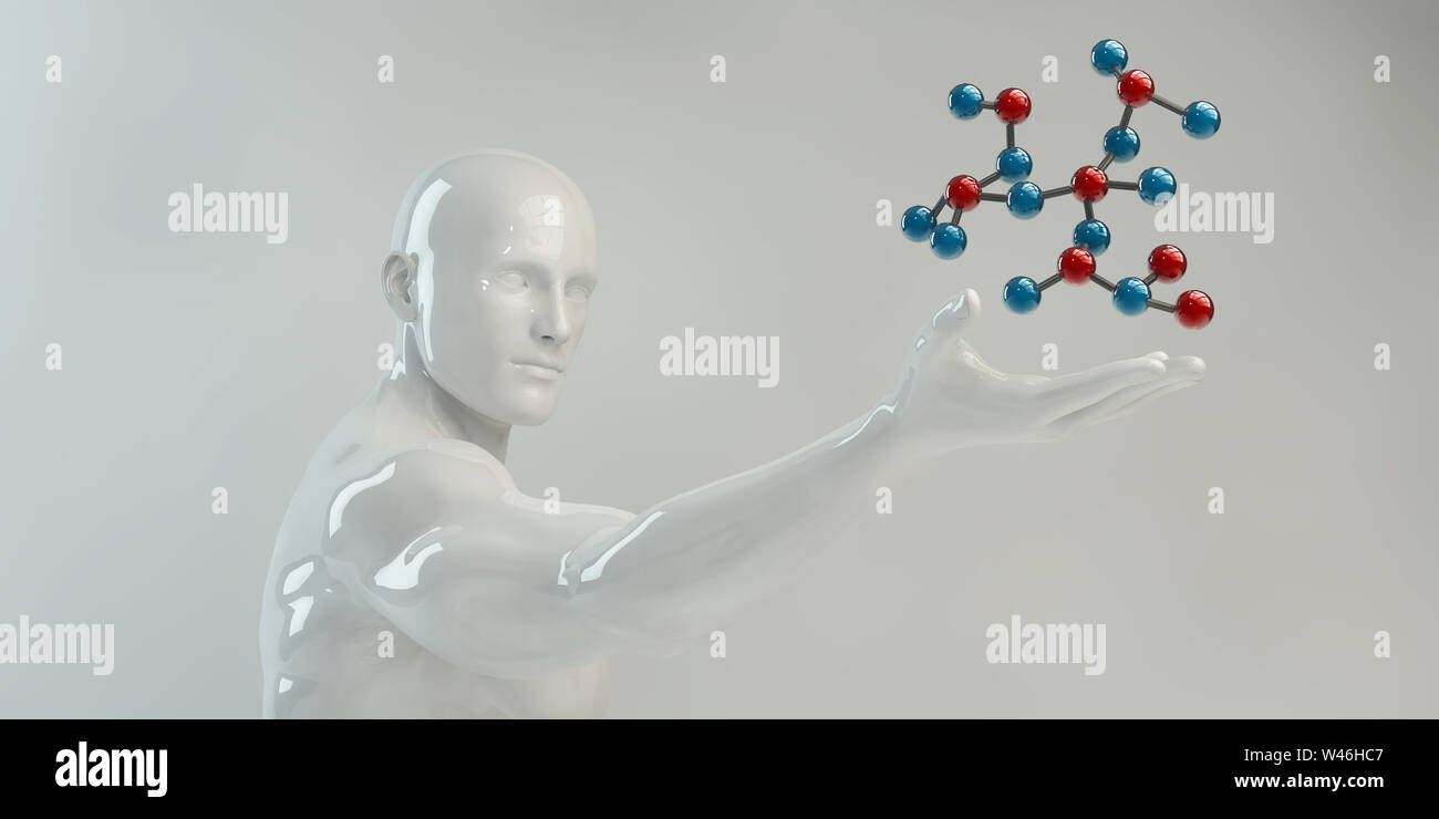 Man Holding Molecule Science Research et Développement Banque D'Images