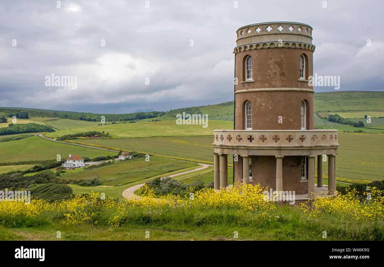 Clavell Tour surplombant la baie de Kimmeridge, Dorset, England, UK Banque D'Images