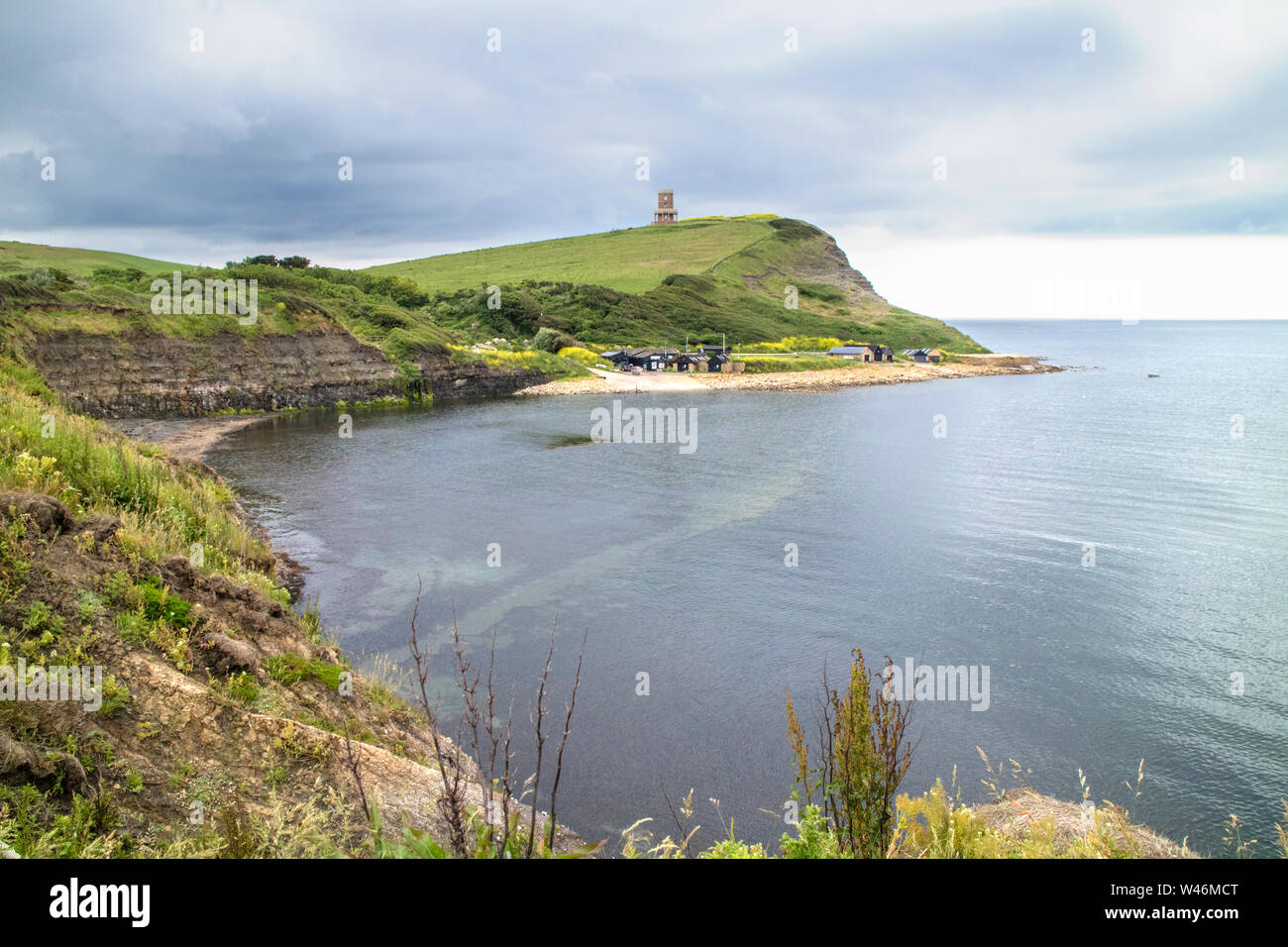 Clavell Tour surplombant la baie de Kimmeridge, Dorset, England, UK Banque D'Images