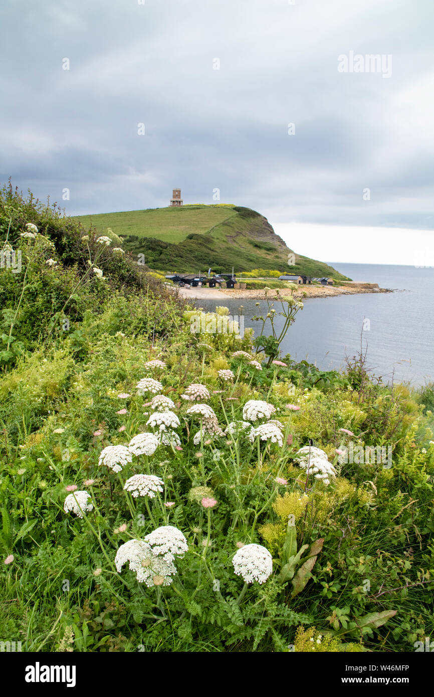 Clavell Tour surplombant la baie de Kimmeridge, Dorset, England, UK Banque D'Images