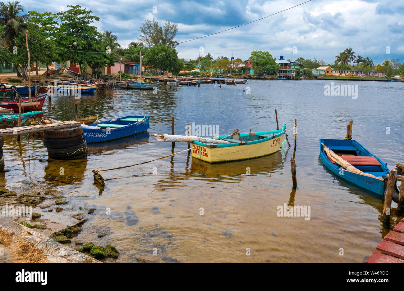 La maison de vacances et village de pêcheurs de Caleton sur la Baie des cochons avec de nombreux détails casas la province de Matanzas, Cuba Banque D'Images