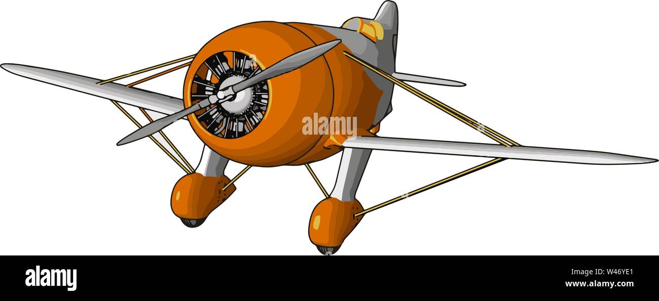 Avion rétro vieux Orange, illustration, vecteur sur fond blanc. Illustration de Vecteur