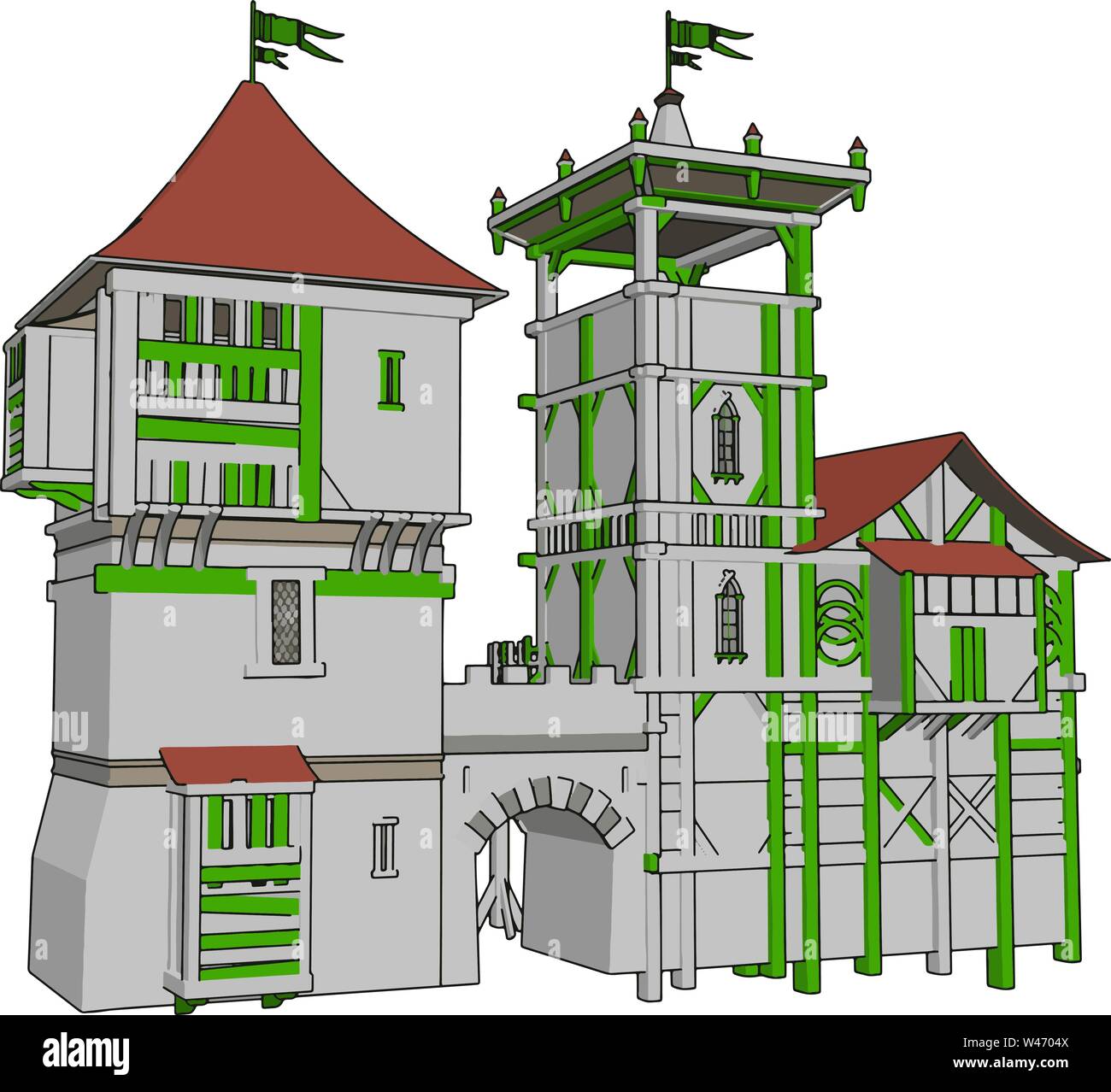 Vieux château, illustration, vecteur sur fond blanc. Illustration de Vecteur