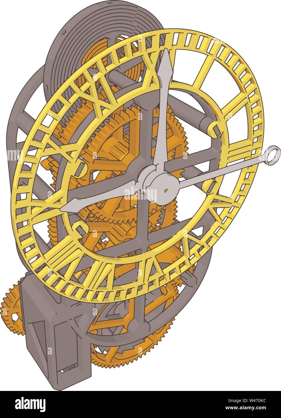 Mécanisme d'horloge, illustration, vecteur sur fond blanc. Illustration de Vecteur