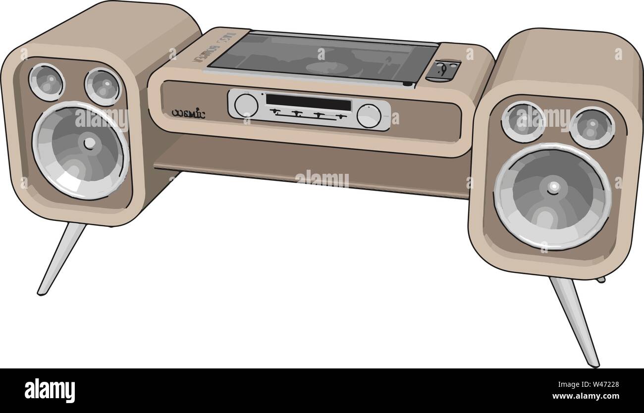 Système de son ancienne, illustration, vecteur sur fond blanc. Illustration de Vecteur