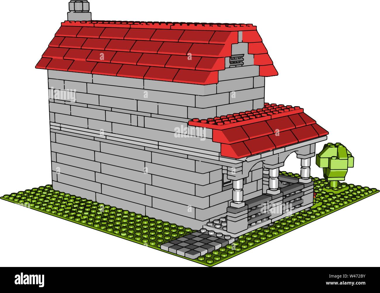 Maison de briques, illustration, vecteur sur fond blanc. Illustration de Vecteur