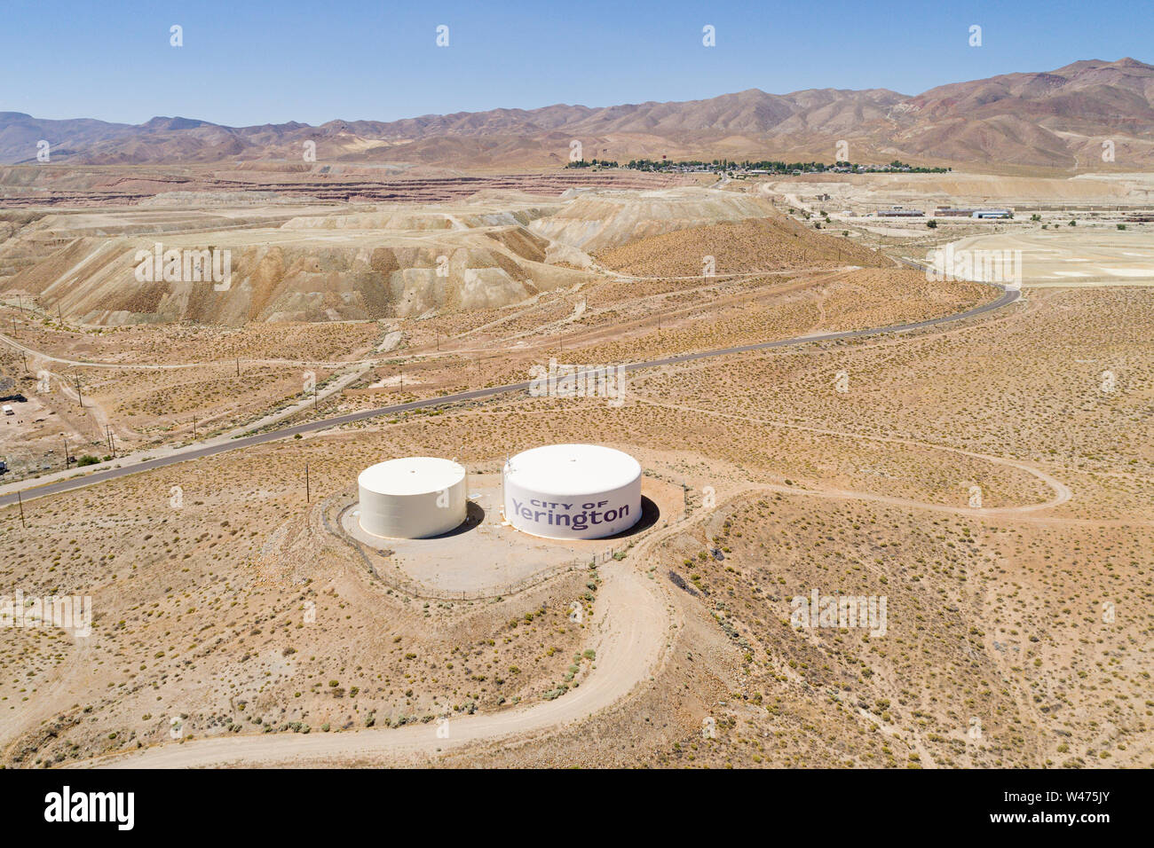 Vue aérienne de la mine de cuivre d'Anaconda dans Yerington, Nevada, en Amérique du Nord, d'un site de superfund toxiques controversés. Banque D'Images
