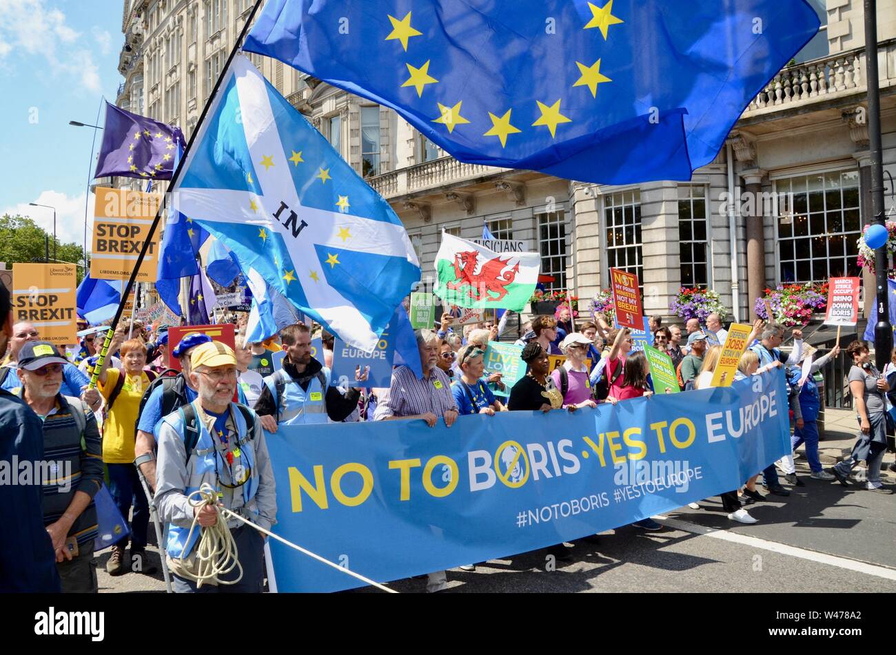 Non pour Boris oui pour l'Europe Londres mars pour changer le 20 juillet 2019 Banque D'Images