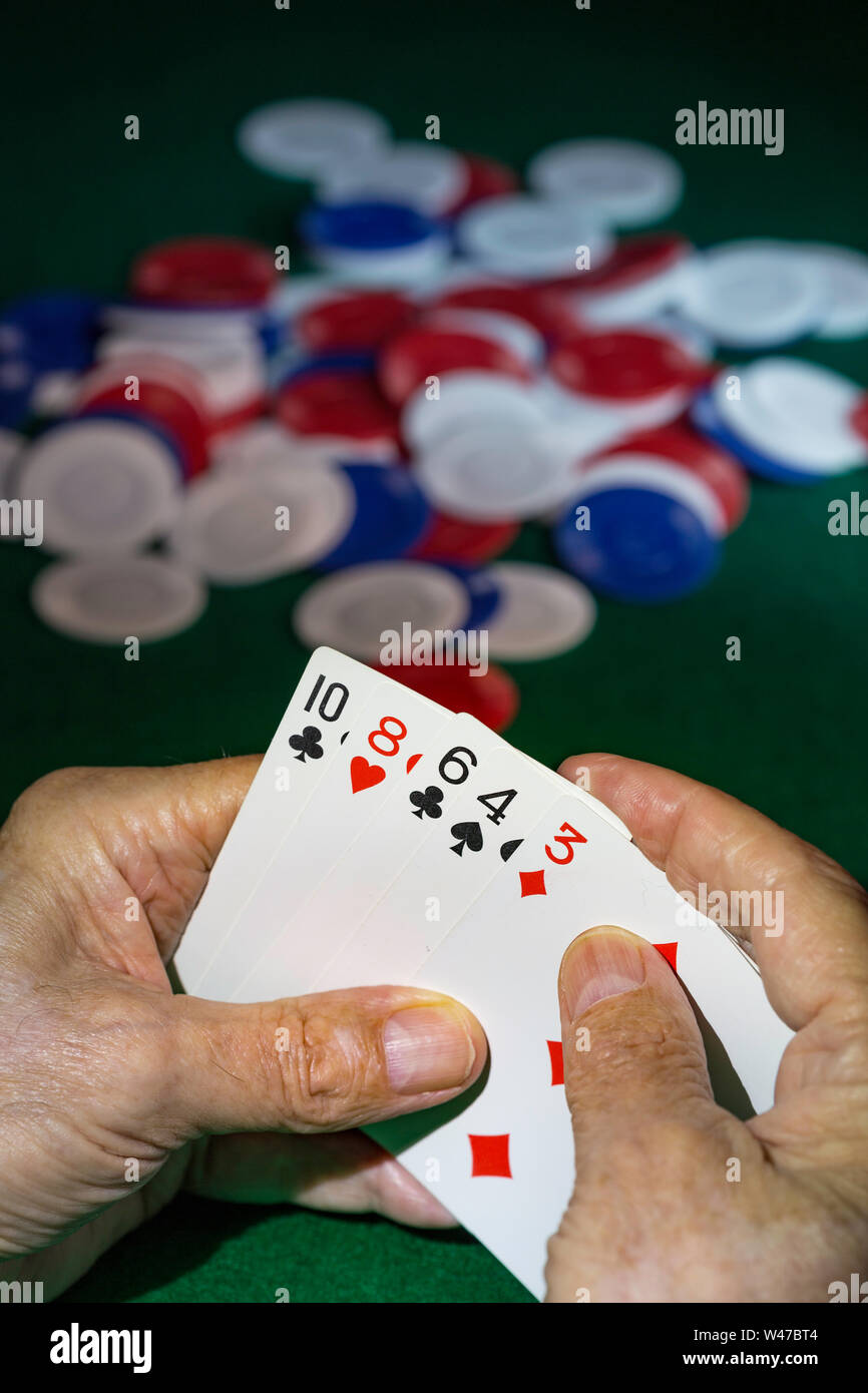 Five Card Stud Poker MAIN, main perdante, Holding rien Banque D'Images