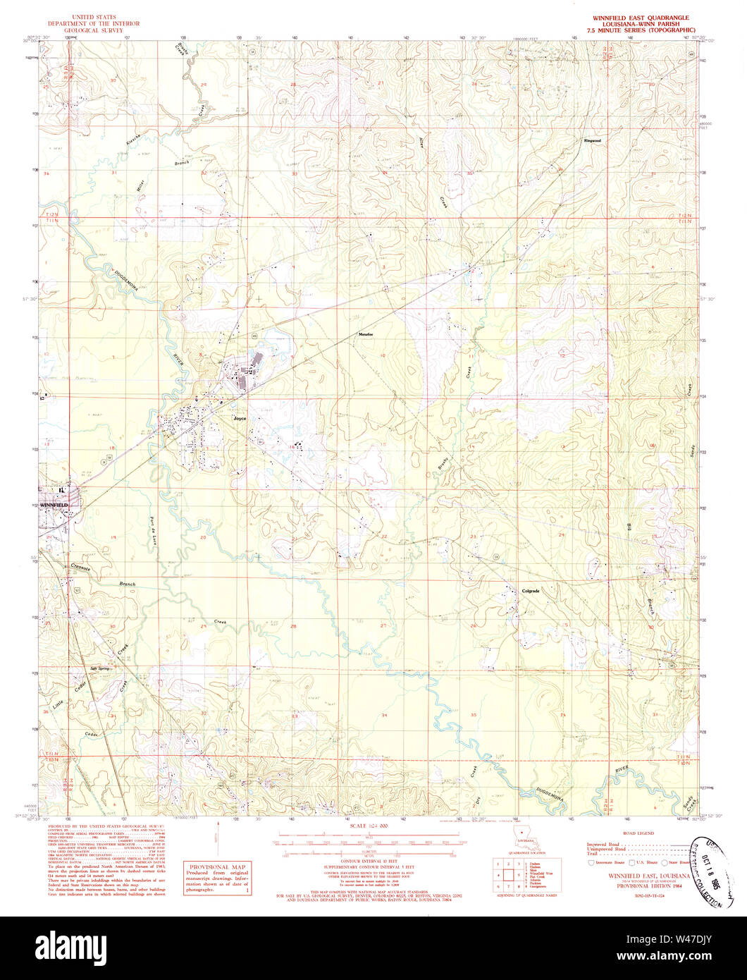 LA LOUISIANE Carte de l'USGS TOPO est 333574198424000 Winnfield Banque D'Images