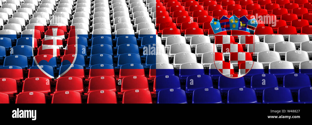 La Slovaquie, slovaque, croate, Croatie sièges du stade concept. Qualifications d'Europe de football de 2010. Banque D'Images