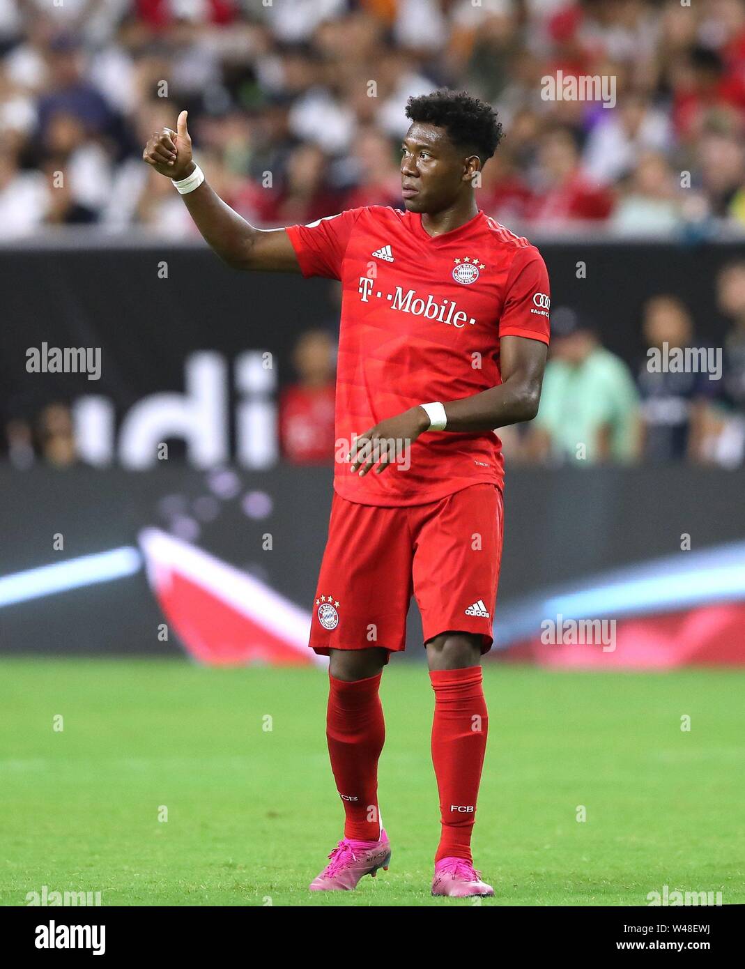 Houston, USA. 21 juillet, 2019. firo : 20.07.2019 Football, Football : 1. Saison 2019/2020 Bundesliga, Real Madrid, match amical, test, match amical contre le FC Bayern Munich Munich, Audi tournée d'été USA, International Champions Cup 1 : 3 David Alaba FCB, le geste, le geste, l'utilisation de crédit dans le monde entier | : dpa/Alamy Live News Banque D'Images