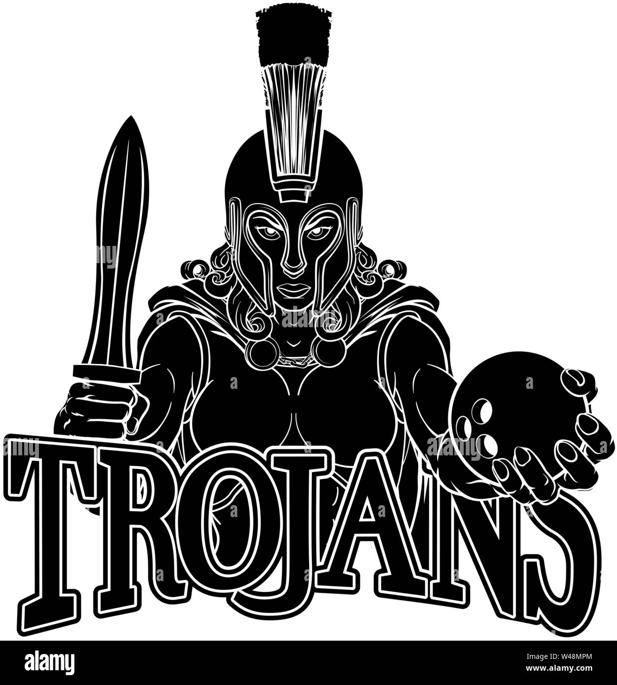 Trojan Spartan Gladiator Bowling Warrior Woman Illustration de Vecteur