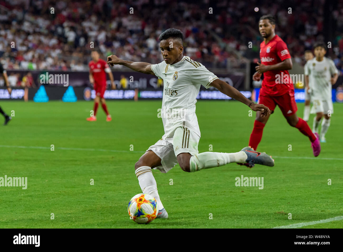 Houston, Texas, USA. 20 juillet, 2019. L'avant du Real Madrid va Rodrygo (27) va pour le tir au but lors de la Coupe des Champions internationaux entre le Real Madrid et FC Bayern Munich à NRG Stadium à Houston, Texas. La finale le Bayern Munich gagne 3-1. © Maria Lysaker/CSM/Alamy Live News Banque D'Images