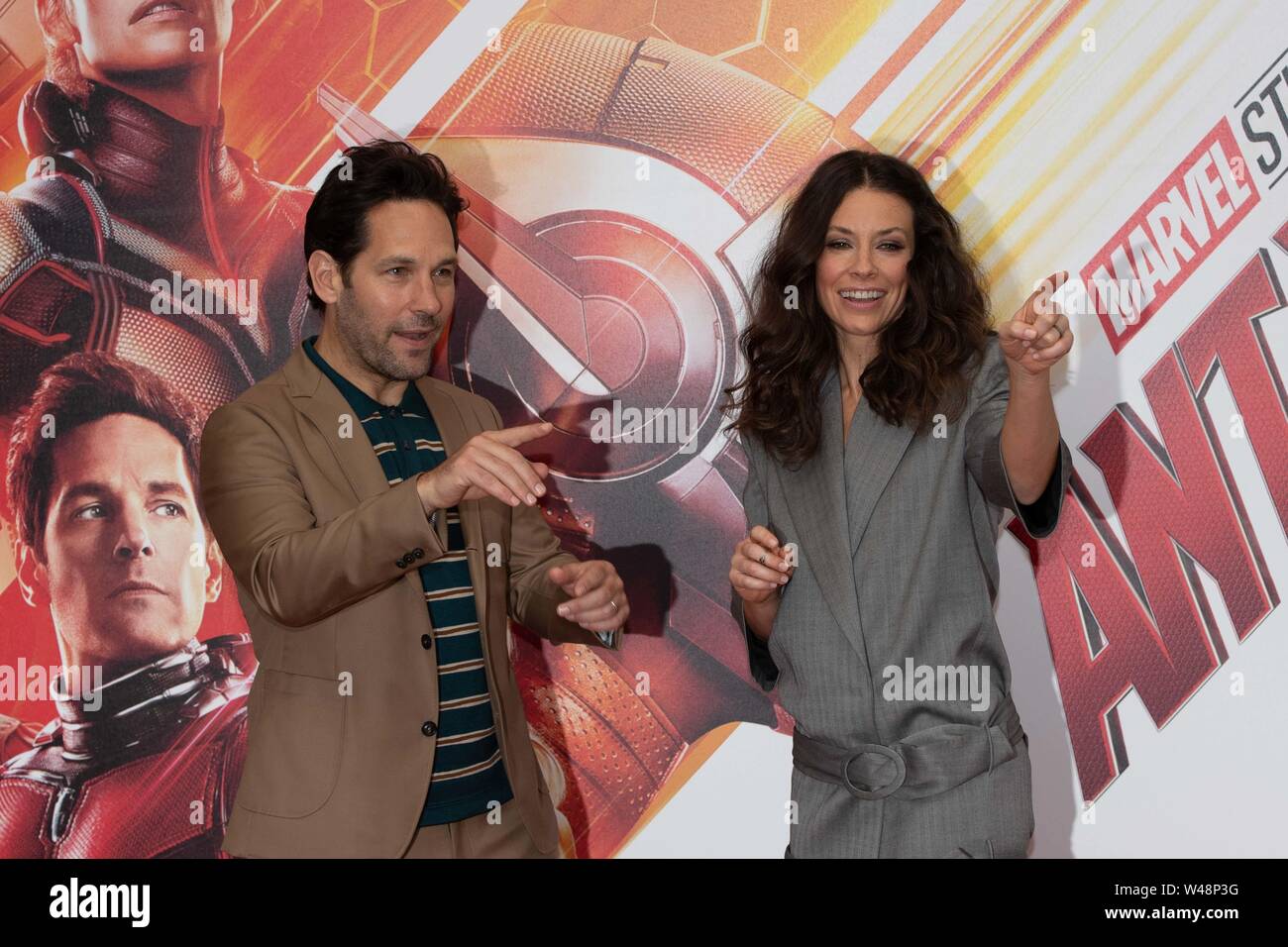 Rome - Evangeline Lilly et Paul Rudd assiste à la présentation de "l'homme et de l'Ant' à Rome Banque D'Images