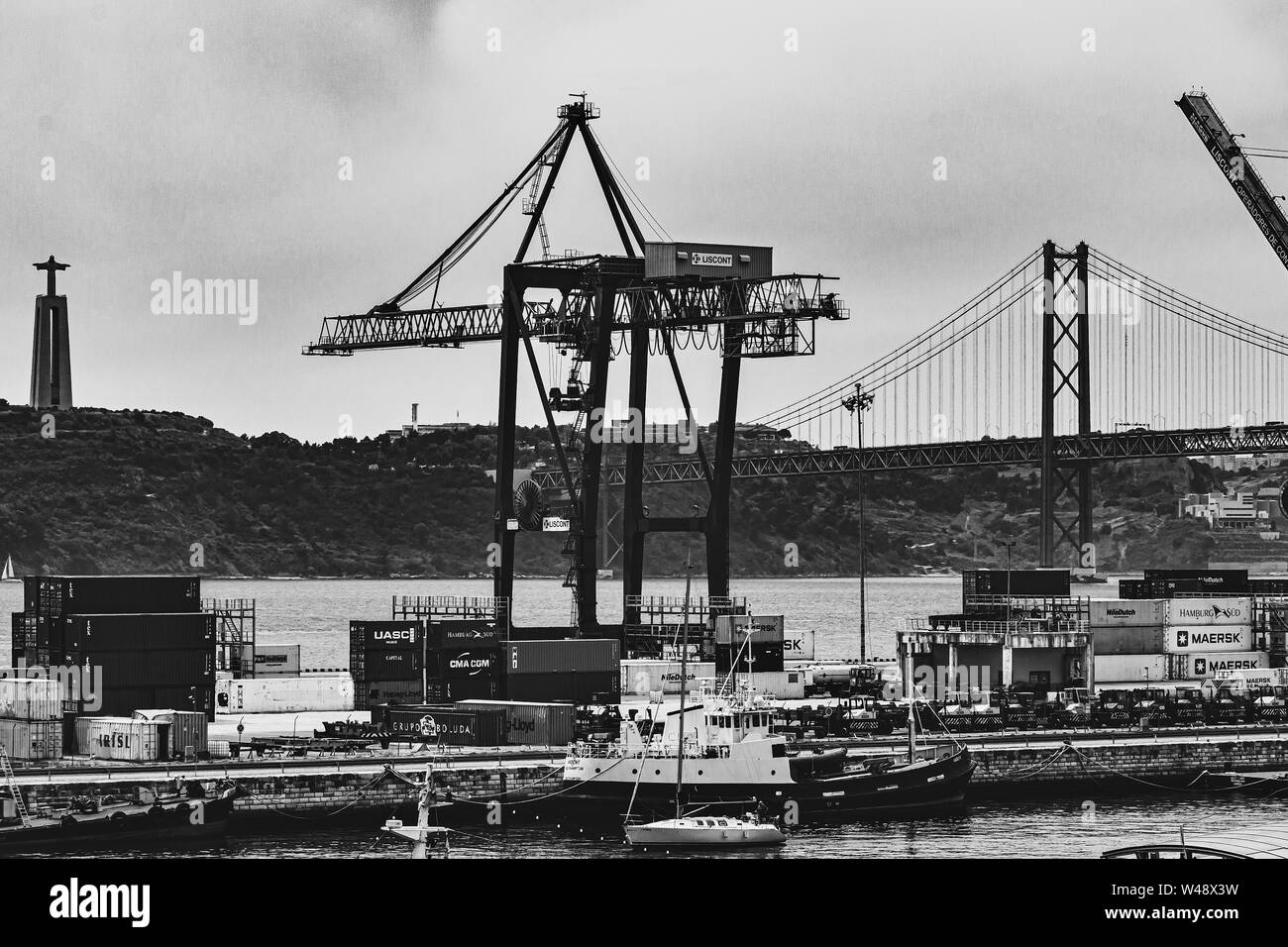 L'Alcantara quais sont un important port de Lisbonne, Portugal Banque D'Images