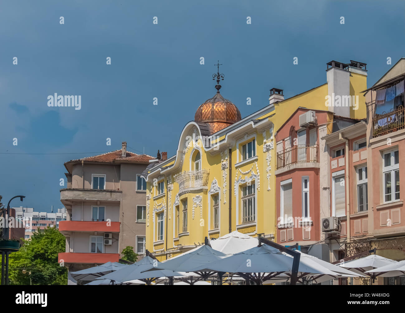 Le centre-ville de Burgas (Bourgas) sur la côte bulgare de la mer Noire. Banque D'Images