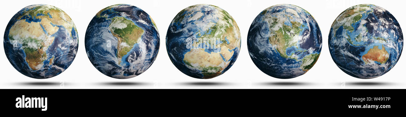 La planète Terre world globe set Banque D'Images