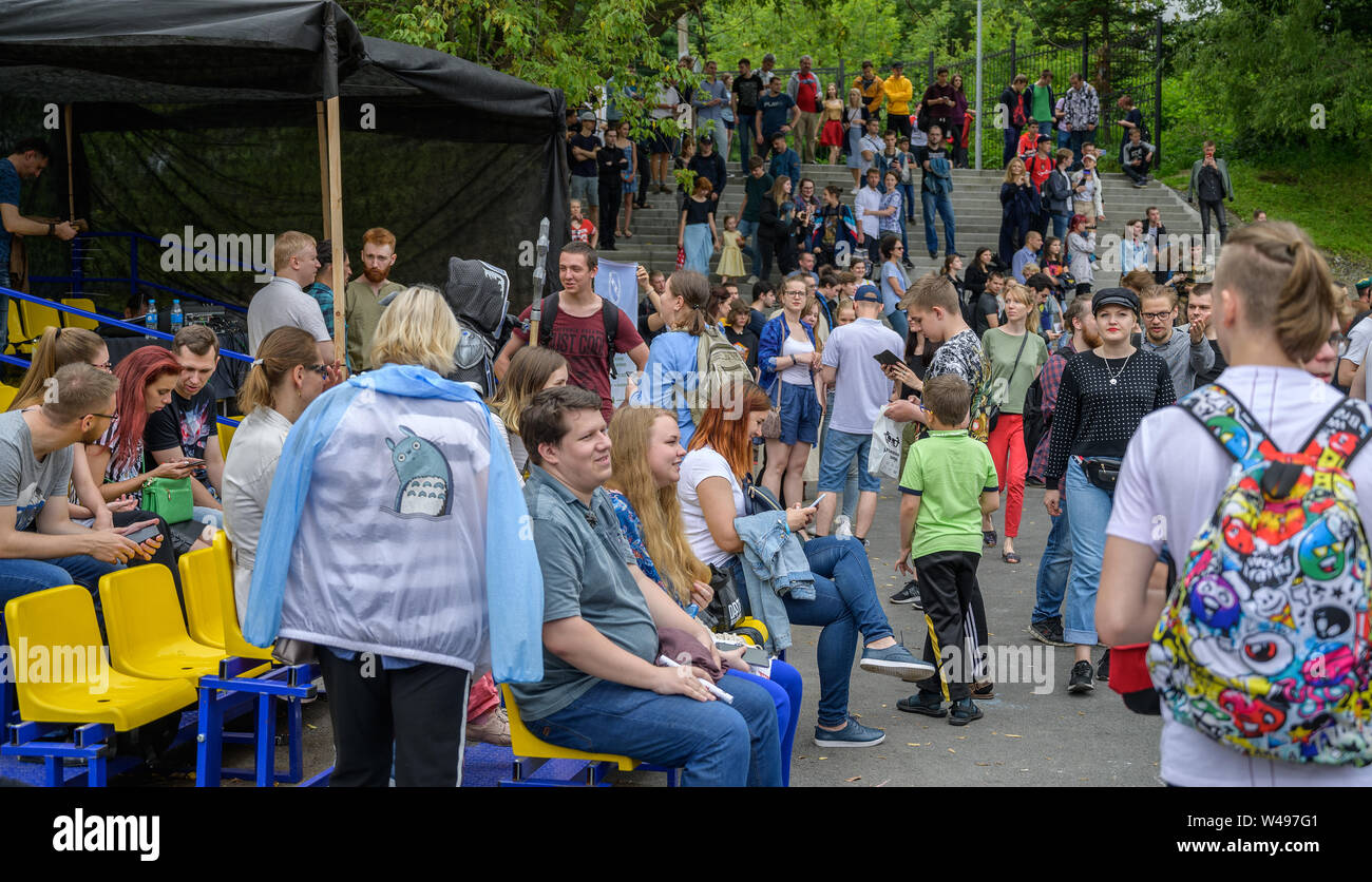 VLADIVOSTOK, Russie - le 20 juillet 2019 : Festival sur le jeu et une série de livres série Witcher. Banque D'Images