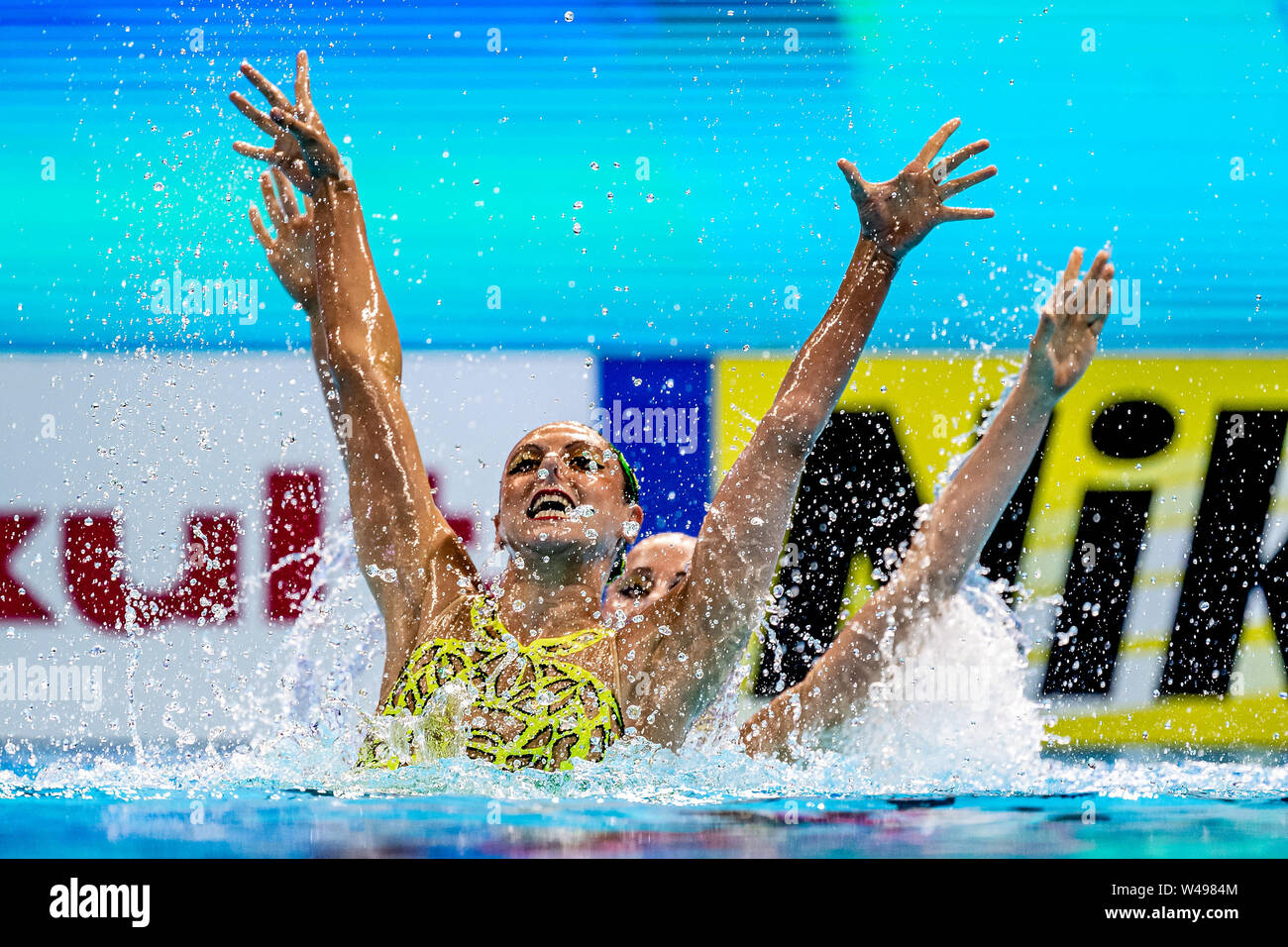 14 juillet 2019 Gwangju, Corée du Sud 18e Championnat mondial de la FINA Gwangju Corée du Sud 14/07/2019 finale technique du Duet de natation artistique 18e Championnat mondial de la FINA Yeomju Gymnasium Banque D'Images