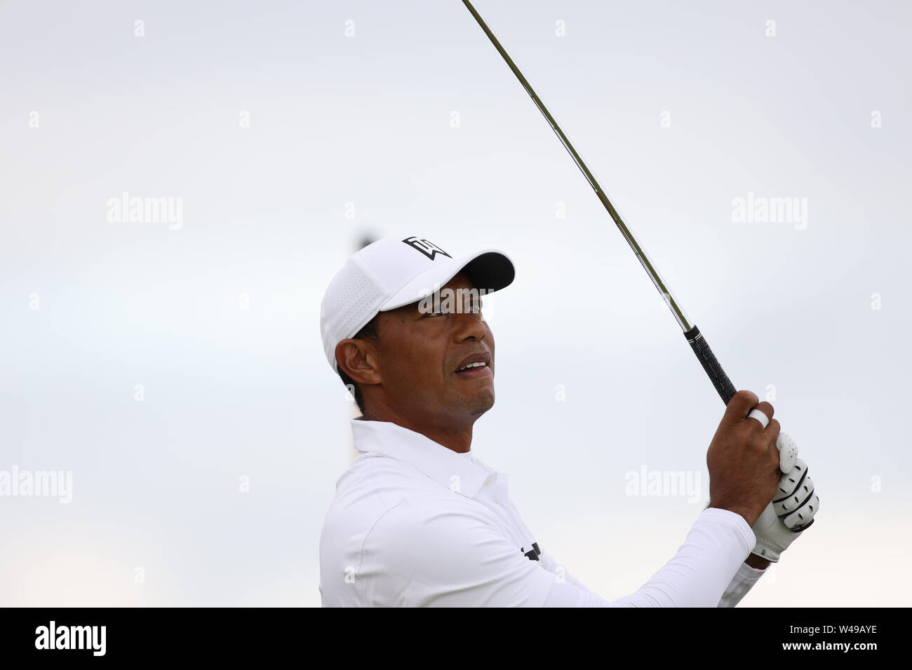 USA's Tiger Woods au cours du deuxième tour de la 148e British Open Championship au Royal Portrush Golf Club dans le comté d'Antrim, Irlande du Nord, le 19 juillet 2019. Credit : Koji Aoki/AFLO SPORT/Alamy Live News Banque D'Images