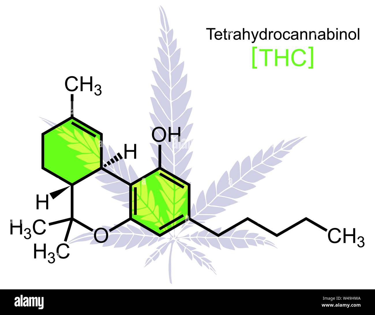 Molécule THC on White Illustration de Vecteur