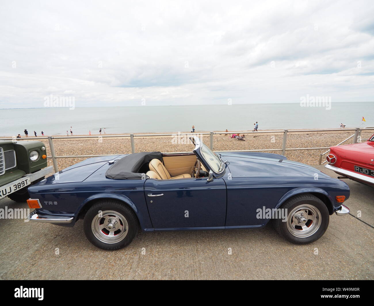 Minster sur Mer, Kent, UK. 21 juillet, 2019. Photos de l'assemblée annuelle de voitures classiques d'affichage le long de la promenade leas Minster organisée par la douce Hut. Credit : James Bell/Alamy Live News Banque D'Images