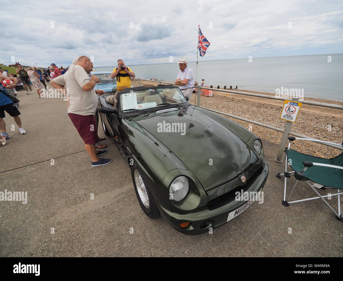 Minster sur Mer, Kent, UK. 21 juillet, 2019. Photos de l'assemblée annuelle de voitures classiques d'affichage le long de la promenade leas Minster organisée par la douce Hut. Credit : James Bell/Alamy Live News Banque D'Images