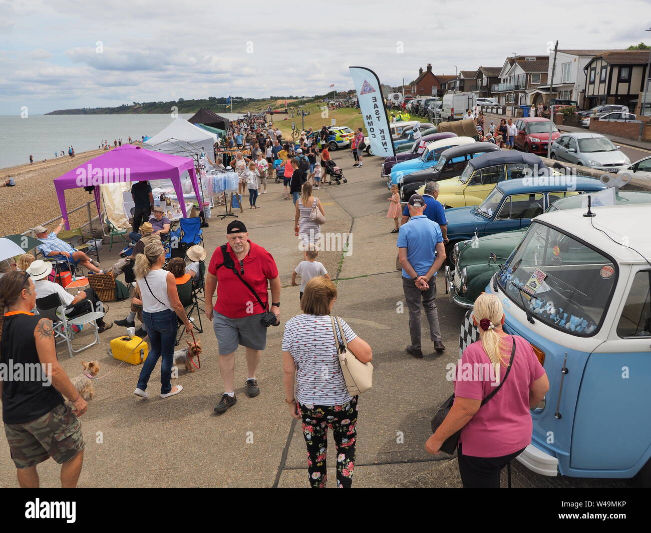 Minster sur Mer, Kent, UK. 21 juillet, 2019. Photos de l'assemblée annuelle de voitures classiques d'affichage le long de la promenade leas Minster organisée par la douce Hut. Credit : James Bell/Alamy Live News Banque D'Images