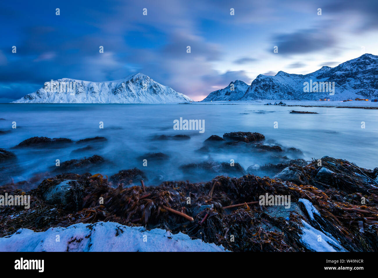 Skagsanden beach, Flakstad, Flakstadøy, Nordland, Norvège, Europe Banque D'Images