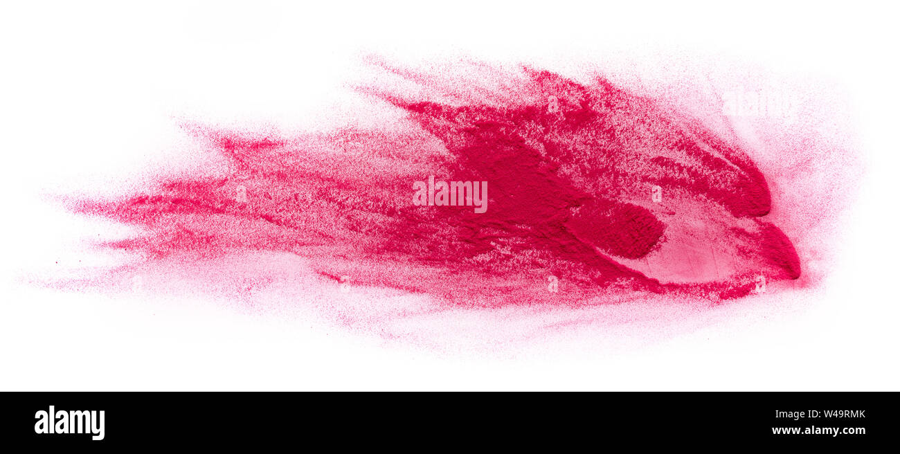Explosion de poudre de couleur rose vif sur fond blanc Banque D'Images