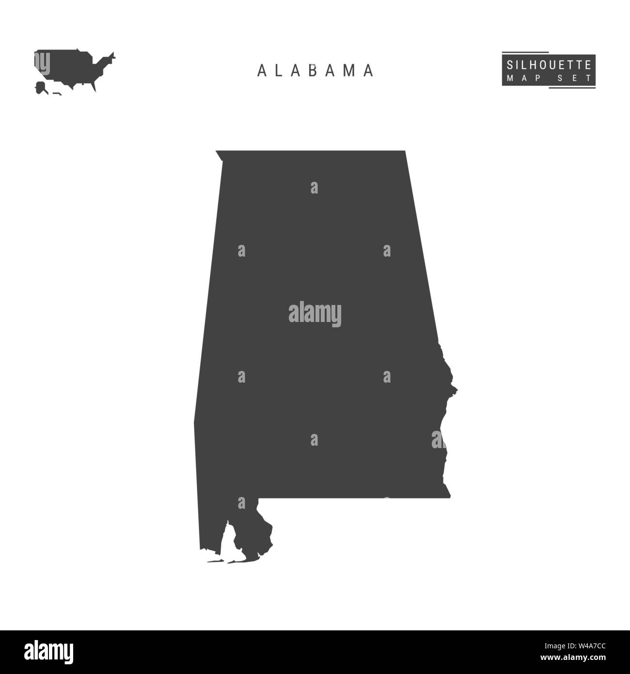 Nous l'Alabama State scénario vierge site isolé sur fond blanc. High-Detailed silhouette noire Site de l'Alabama. Illustration de Vecteur