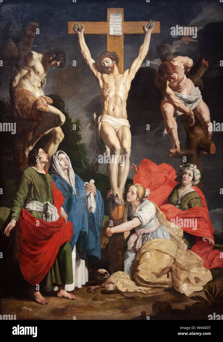 La peinture de la crucifixion de Jésus Christ. Actuellement affichée dans le Musée des beaux-arts de Valenciennes. Banque D'Images