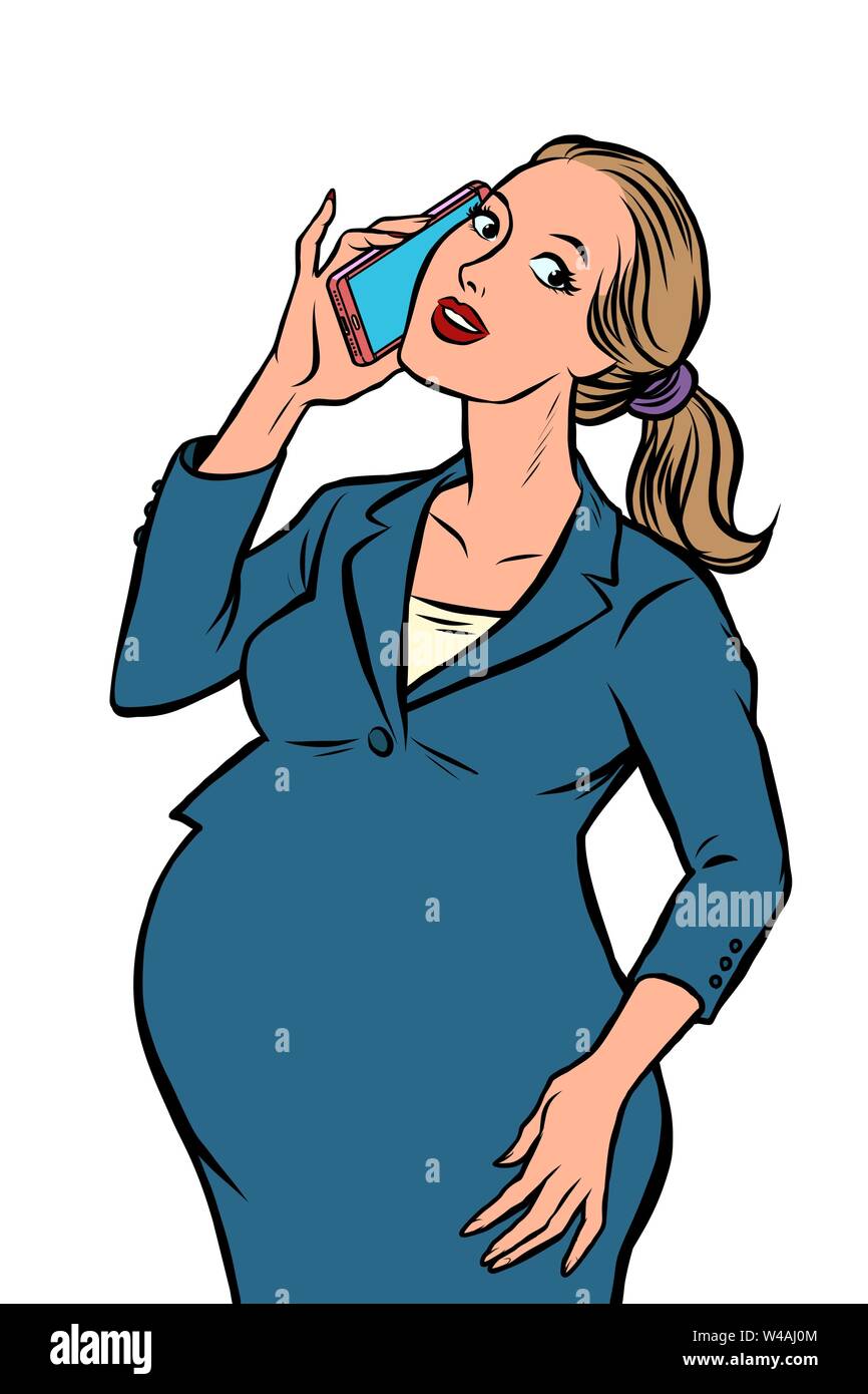Pregnant businesswoman talking on the phone Illustration de Vecteur